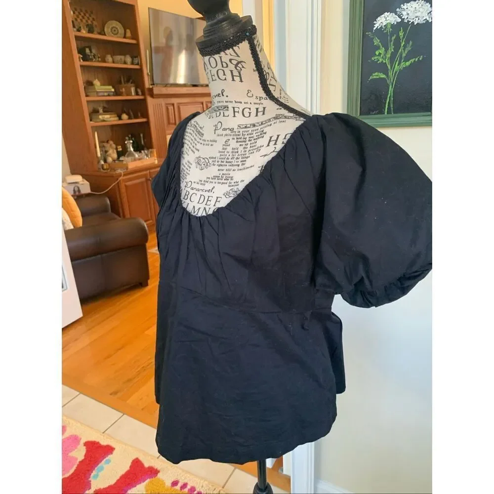 Puff-Sleeve Smocked Babydoll Blouse